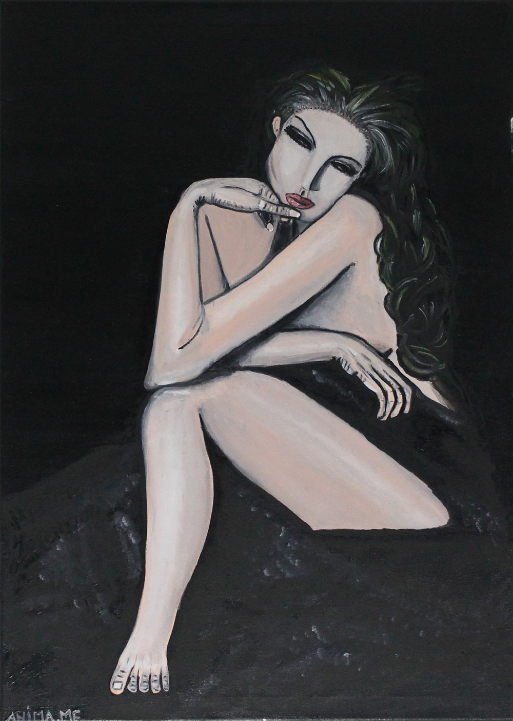 Monica Ferrera Nero Velluto Acrilico su tela 50x70 cm